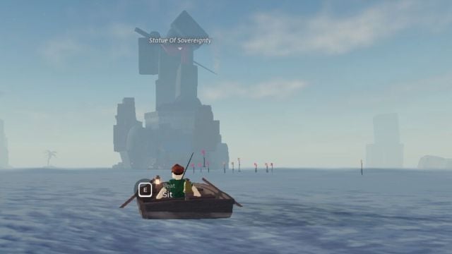 Umístění sochy suverenity ve Fisch Roblox