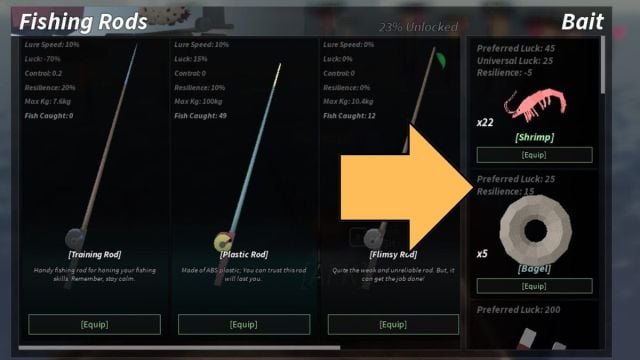 Seznam všech návnad ve Fisch Roblox
