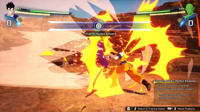 Gohan effectue un Perfect Smash.