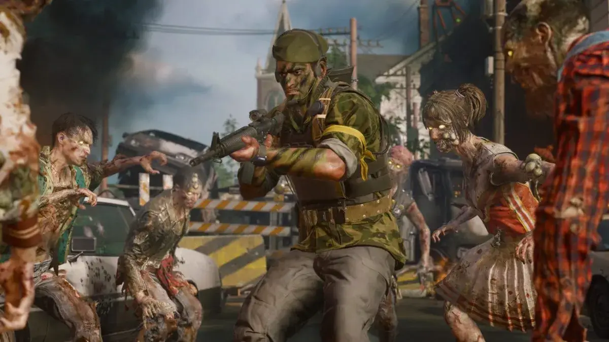 Operátor Call of Duty Black Ops 6 obklopený zombiemi