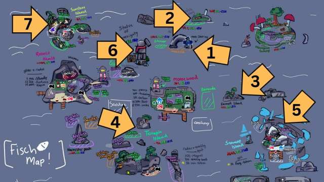 Mapa Roblox Fisch s tajnými místy