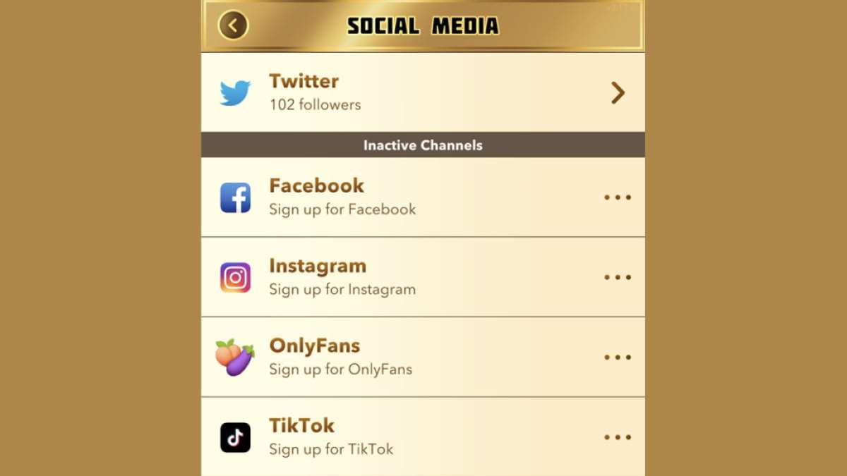Options de médias sociaux Bitlife
