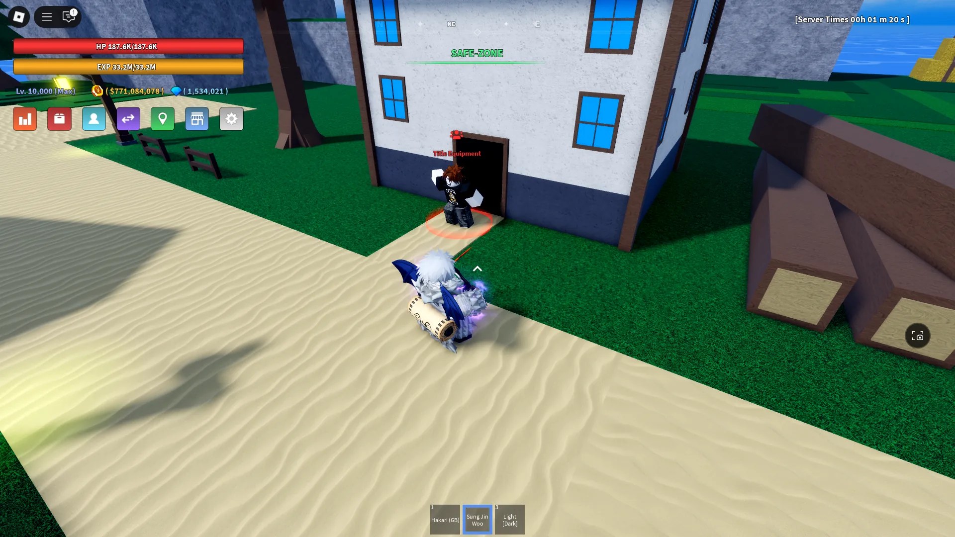 Emplacement de l'équipement de titre NPC sur l'île Starter en Verse Piece Roblox Experience