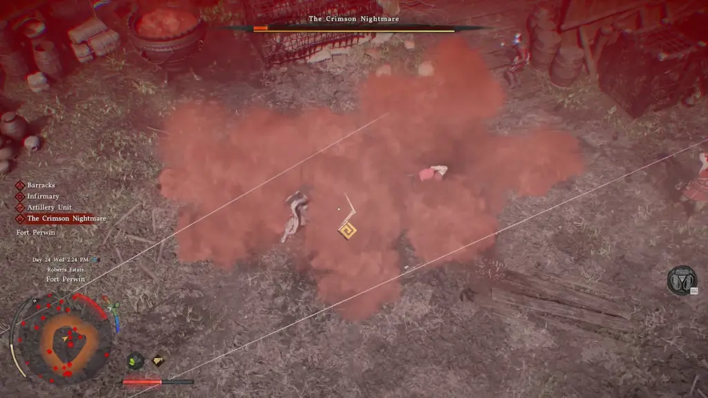 Le boss de Crimson Nightmare renversé dans le Désert Pourpre.